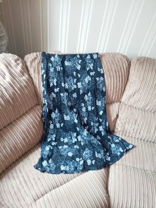 Vintage Dressing Ladies size 14 16 blue pattern maxi skirt summer lightweight