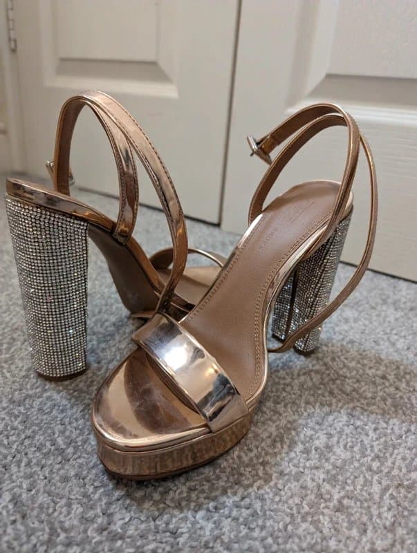ASOS ASOS Design 5" embellished platform heels Rose Gold and Silver - size 5 - Brand New