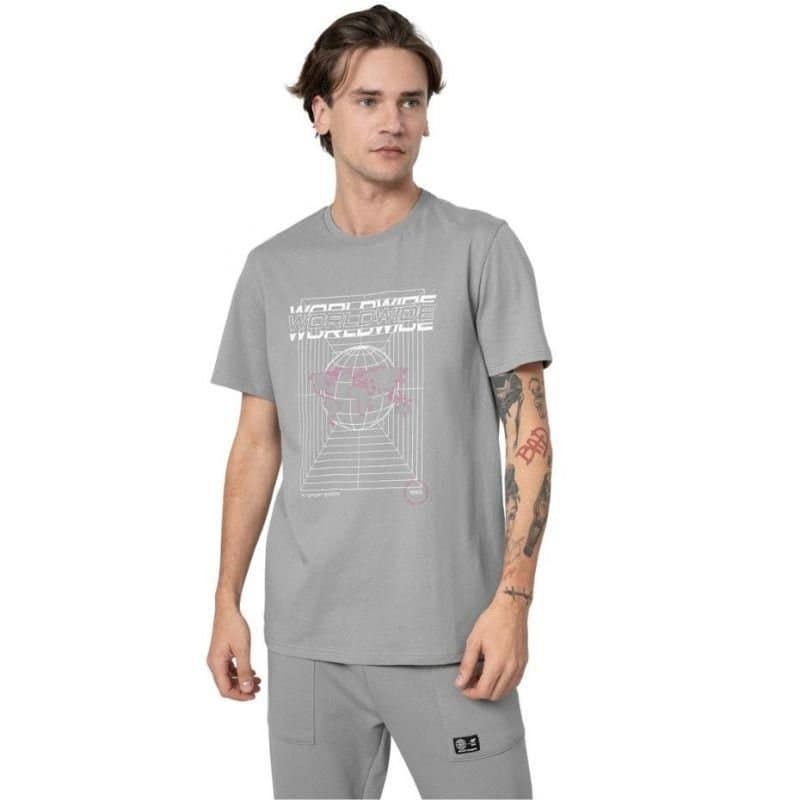 4F 4F Men's Globe T-Shirt in Light Grey