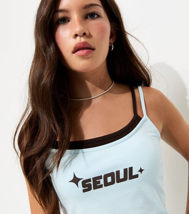 New Look Girls' Light Blue 2 In 1 Seoul Star Print Vest New Look - 2
