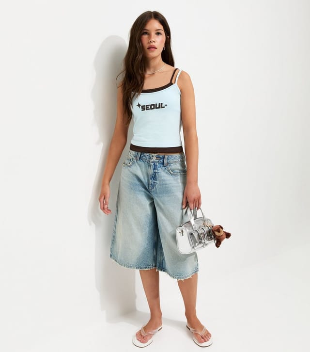 New Look Girls' Light Blue 2 In 1 Seoul Star Print Vest New Look - 3