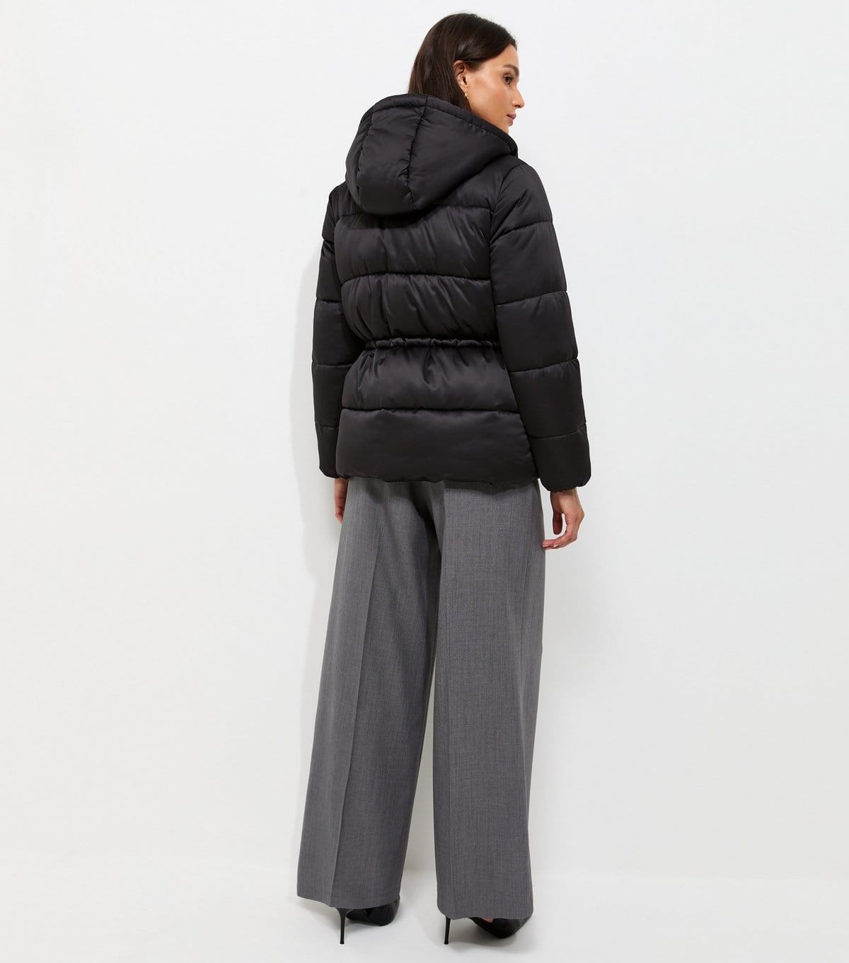 New Look Women's Black Drawstring Waist Quilted Puffer Jacket New Look - 4