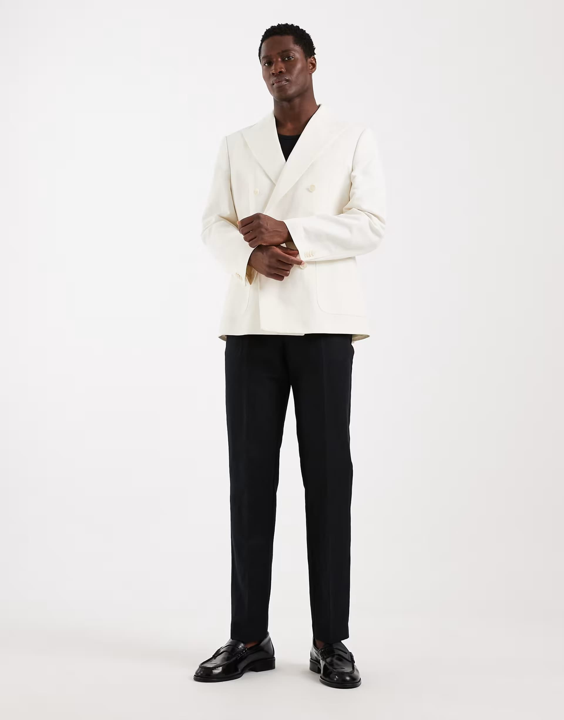ASOS ASOS DESIGN mix & match linen rich slim suit trousers in black