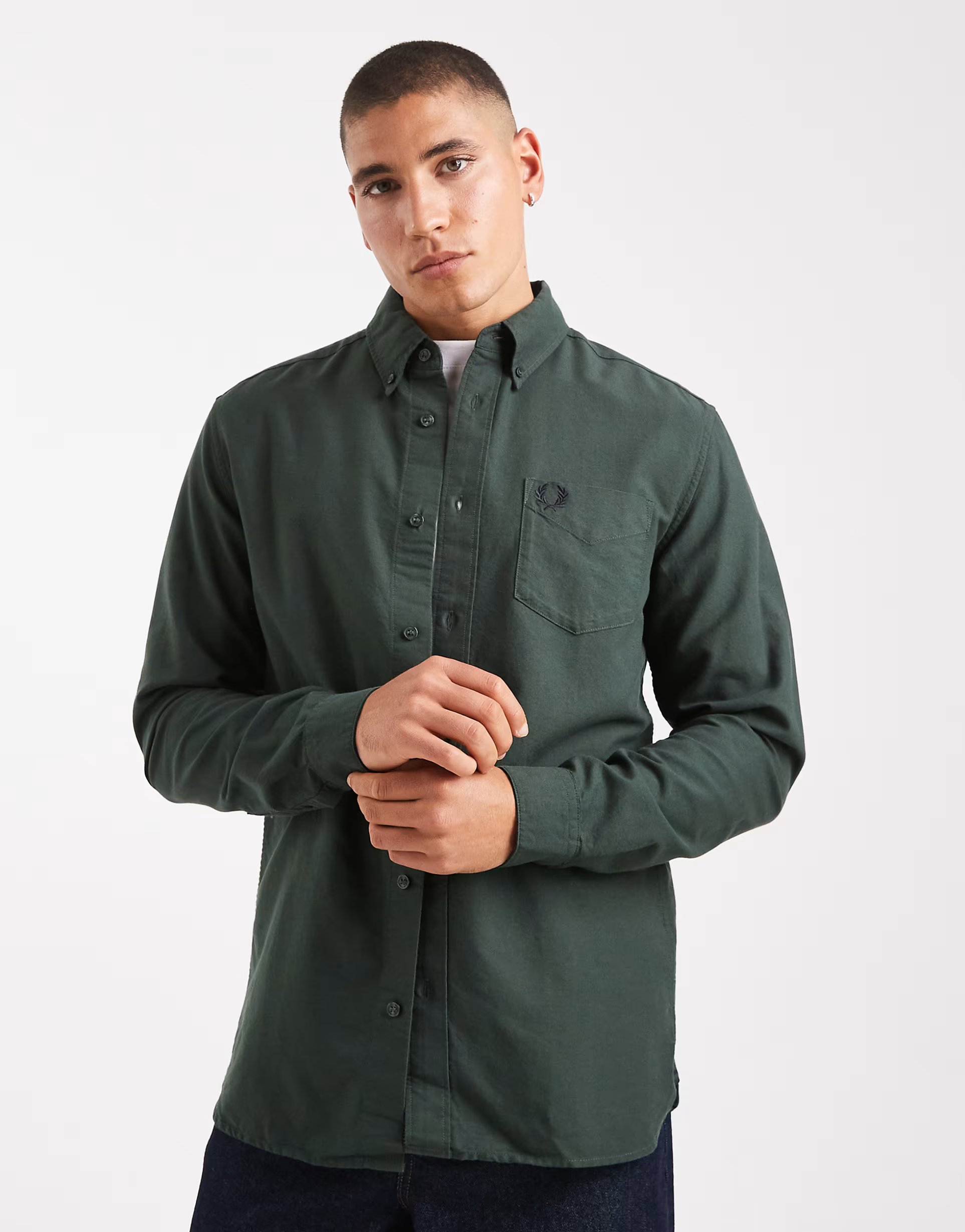 ASOS Fred Perry oxford shirt in khaki - 1