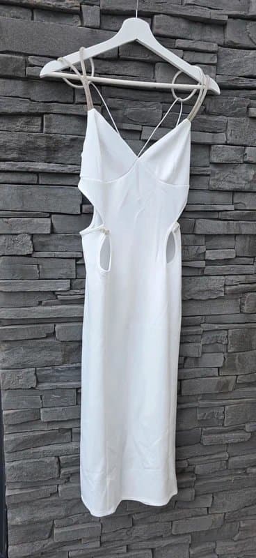 ASOS Design Asos design white wiggle bodycon midi dress uk 12 diamante strap