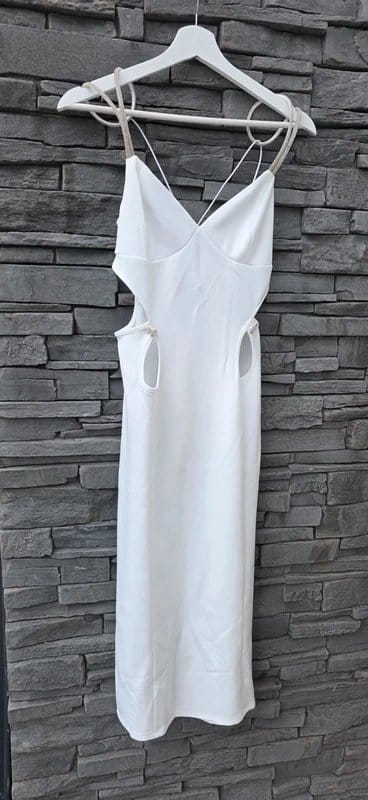 ASOS Design Asos design white wiggle bodycon midi dress uk 12 diamante strap - 1