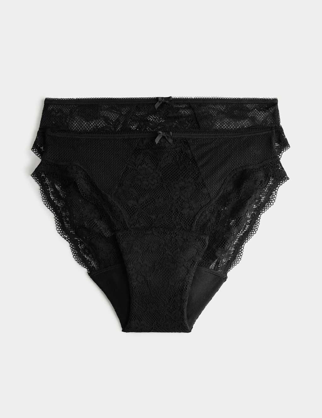 Marks & Spencer M&S 2 Pack Jasmine Lace High Leg Period Knickers Black