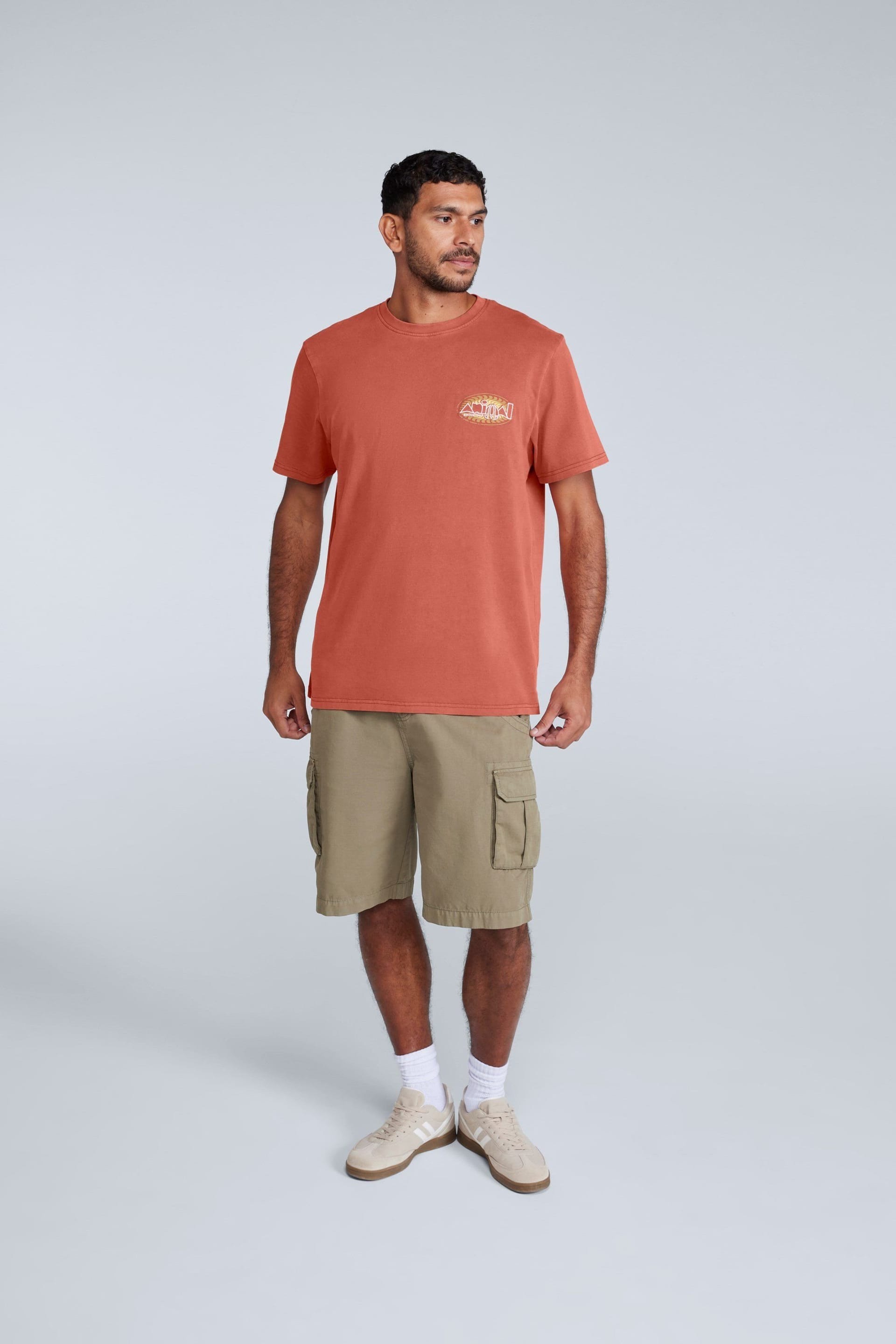 Animal Animal Men's 'Chase' Graphic Cotton Casual Short Sleeve Lightweight Top in Burnt Orange - 4