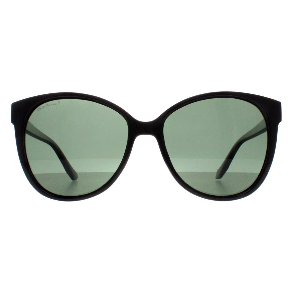 montana montana Women's Cat Eye Shiny Black G15 Green Polarized MP74 - 1