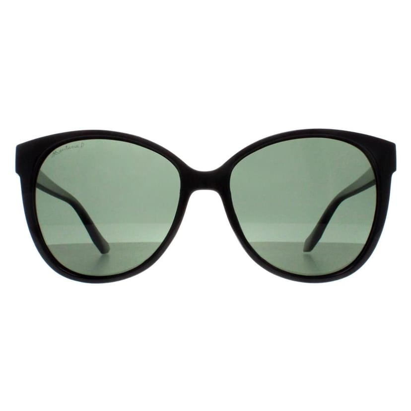 montana montana Women's Cat Eye Shiny Black G15 Green Polarized MP74 - 1