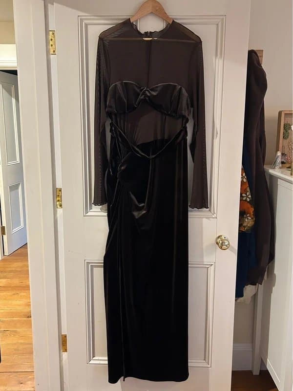 ASOS ASOS Dark Brown Velvet Maxi Dress