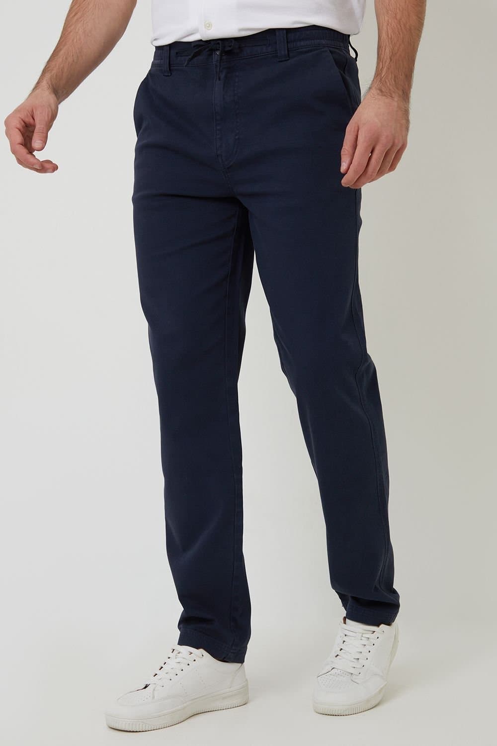 Threadbare Threadbare Men's Cotton Elasticated Waist Chino Trousers in Navy