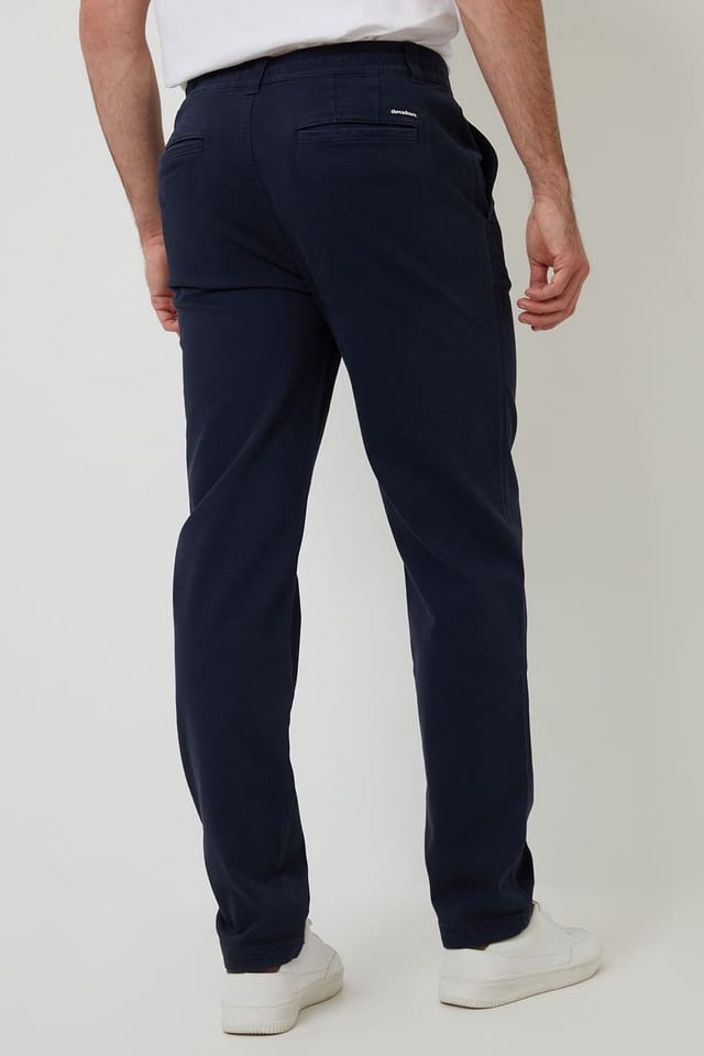 Threadbare Threadbare Men's Cotton Elasticated Waist Chino Trousers in Navy - 2