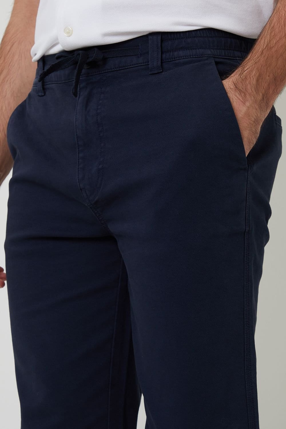 Threadbare Threadbare Men's Cotton Elasticated Waist Chino Trousers in Navy - 4
