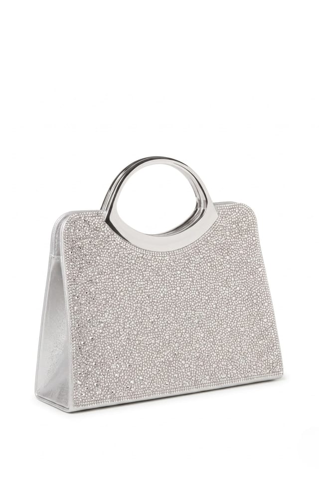 Paradox London Paradox London Women's Diamora' Diamante Top Handle Bag in Silver - 2