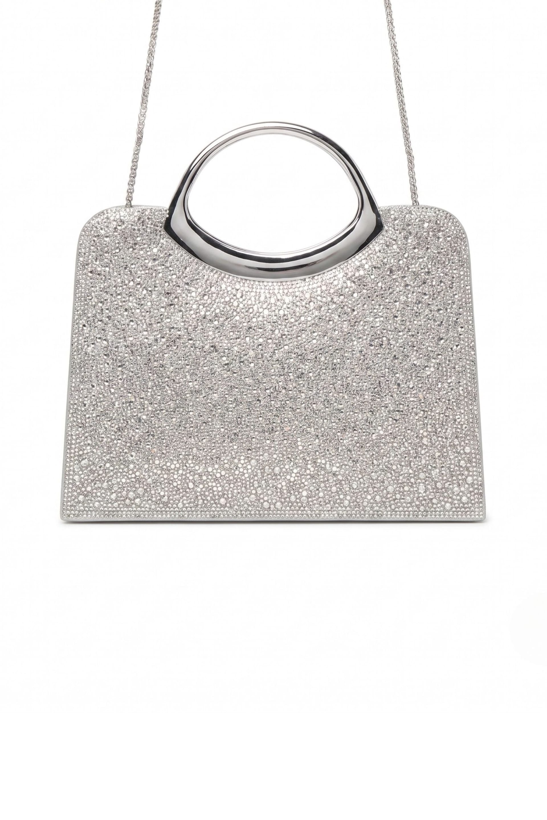 Paradox London Paradox London Women's Diamora' Diamante Top Handle Bag in Silver - 4