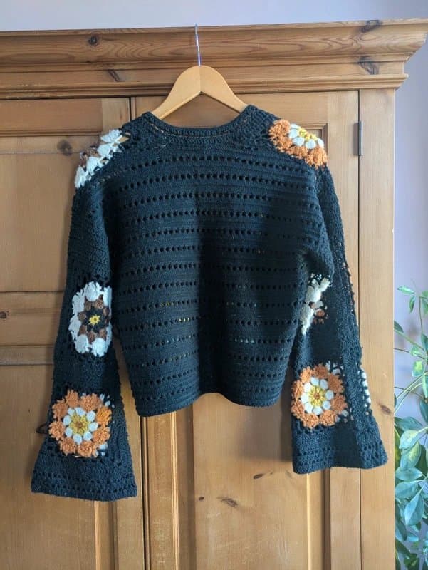ASOS Crochet cardigan with flared flower sleeves