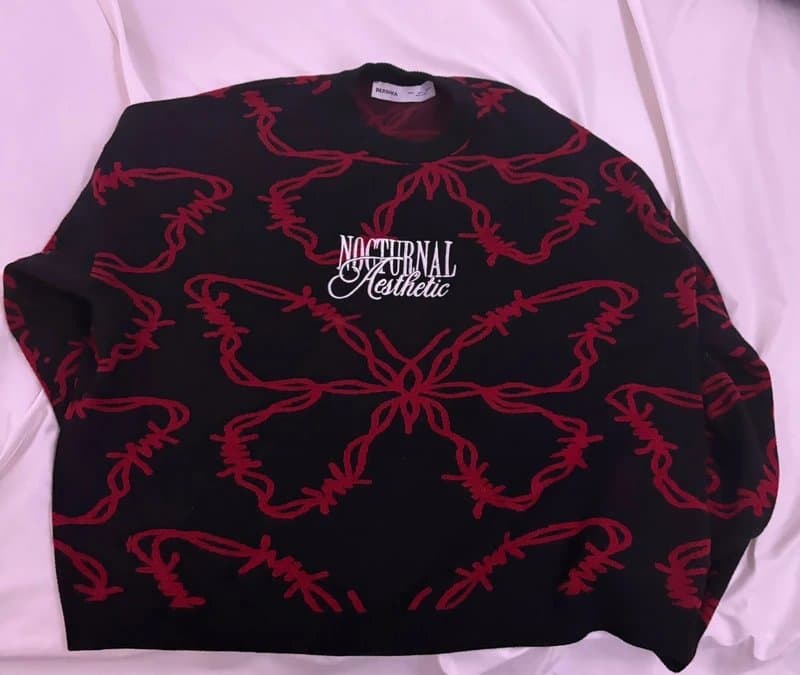 Bershka Bershka butterfly graphic knit sweater in black