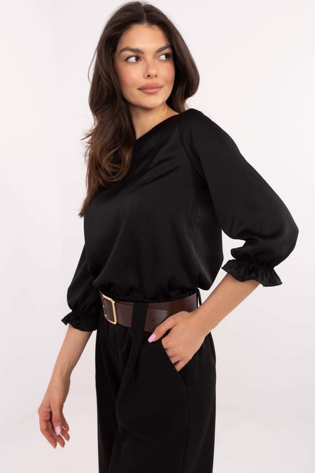 Love Lace Love Lace Women's Classic Viscose Polyester Blouse Ruffles in Black - 2