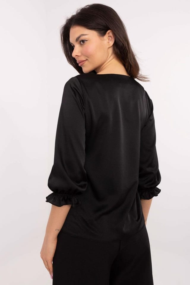 Love Lace Love Lace Women's Classic Viscose Polyester Blouse Ruffles in Black - 3