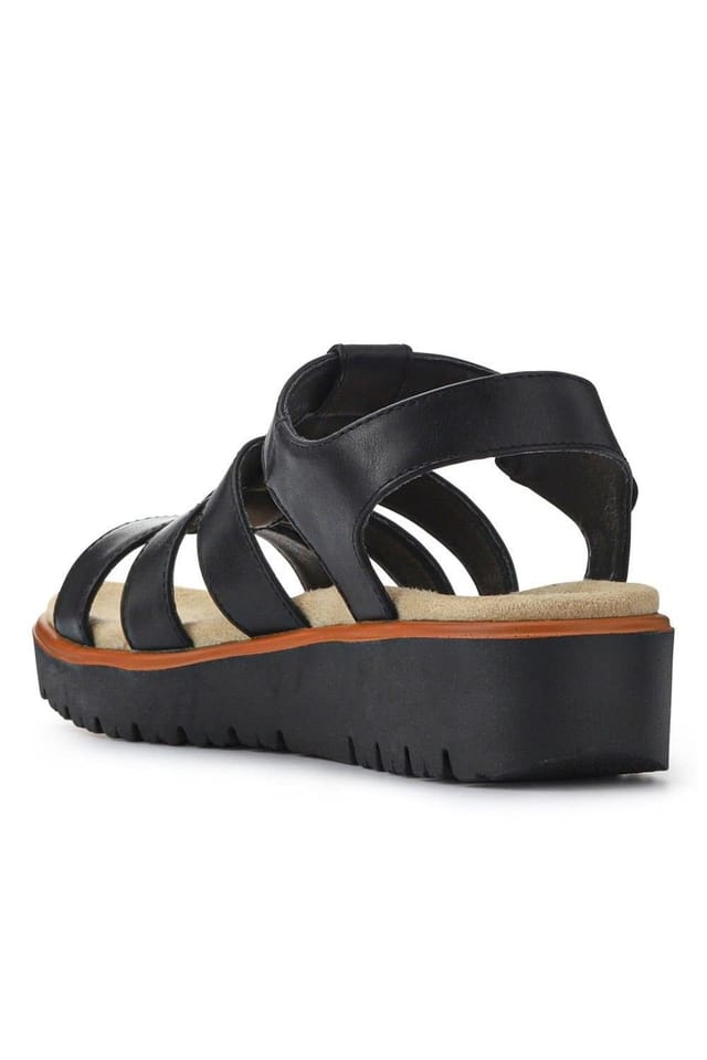 Pavers Pavers Women's Wide Fit Strappy Sandals in Black - 3