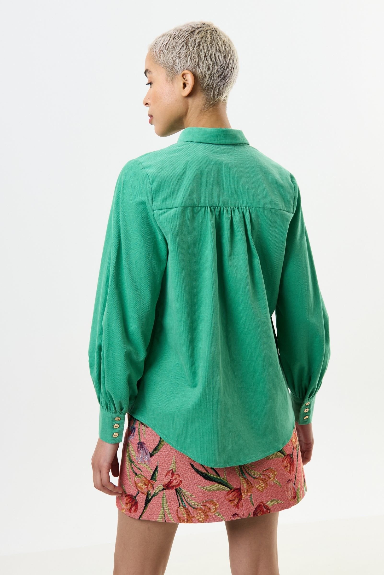 Louche Louche Women's Byron Lightweight Baby Cord Shirt - Green - 3