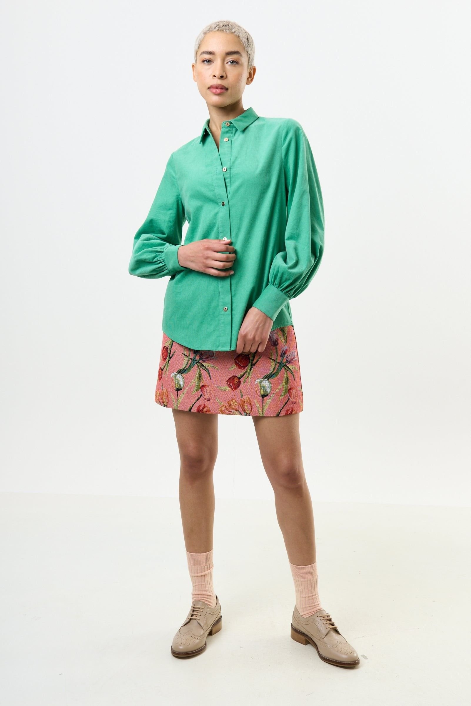 Louche Louche Women's Byron Lightweight Baby Cord Shirt - Green - 4