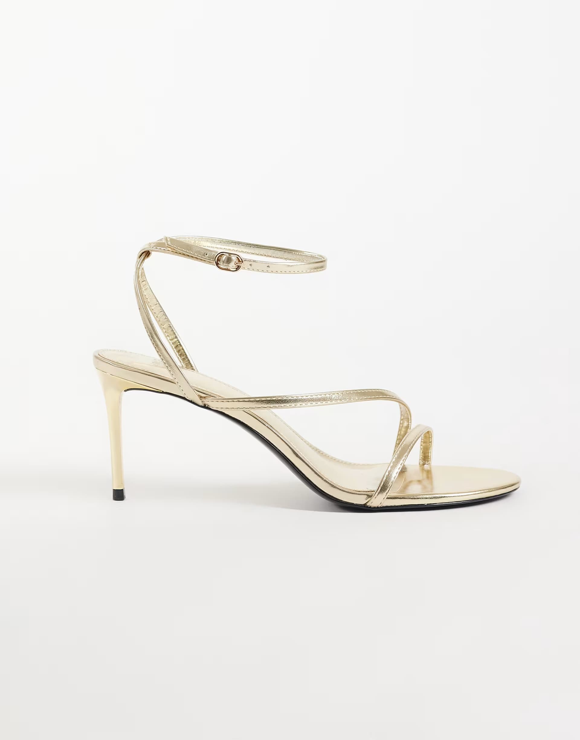 ASOS Mango strappy heeled sandal in gold 