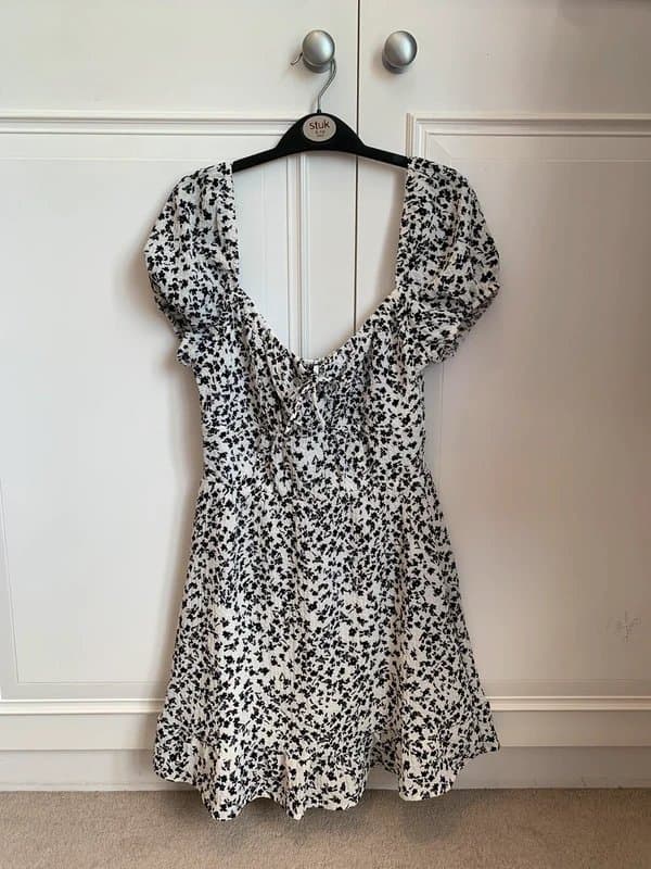 Bershka Black and white floral dress