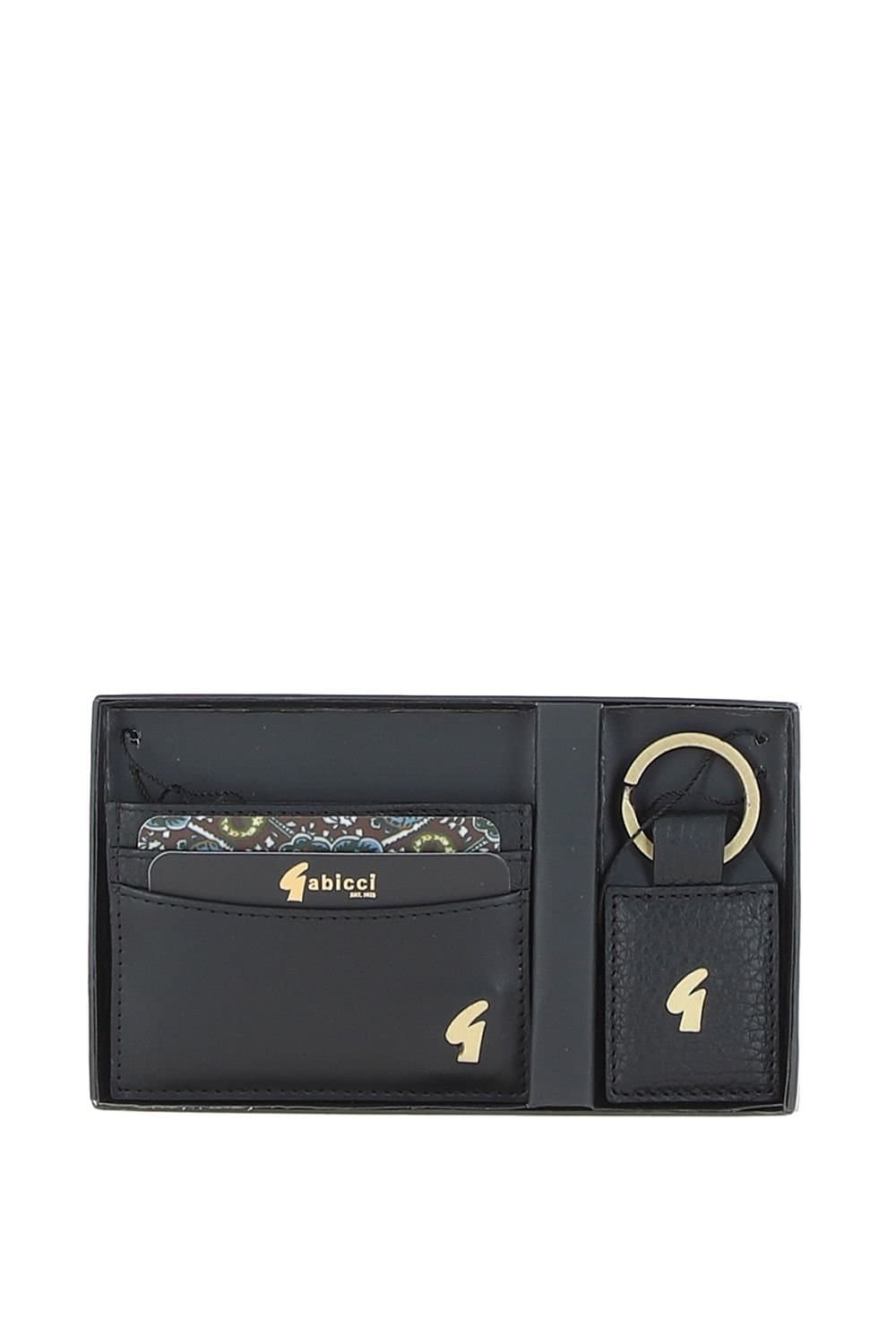 Gabicci GABICCI Men's '303' Real Leather Card Holder & Key Ring Gift Set in Black