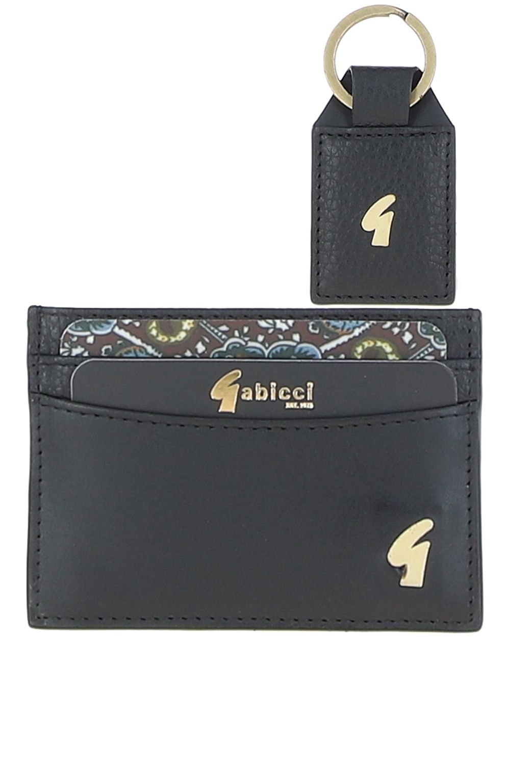 Gabicci GABICCI Men's '303' Real Leather Card Holder & Key Ring Gift Set in Black - 2
