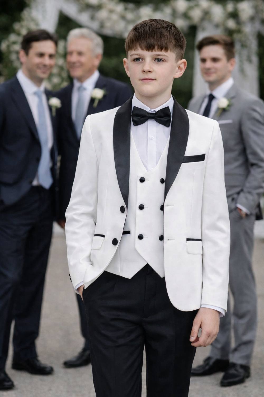 Vivaki Vivaki Men's 5 Piece Blue Suit in White - 1