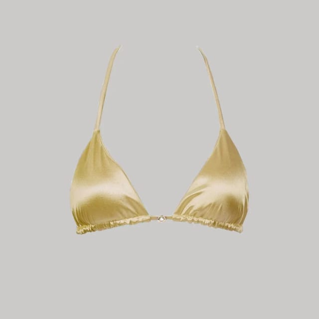 Decolet the Label Decolet the Label Women's Cara Triangle Bikini Top in Goddess in Gold - 2