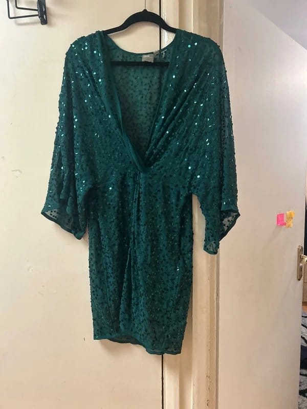ASOS Dark Green Sequin Kimono Dress