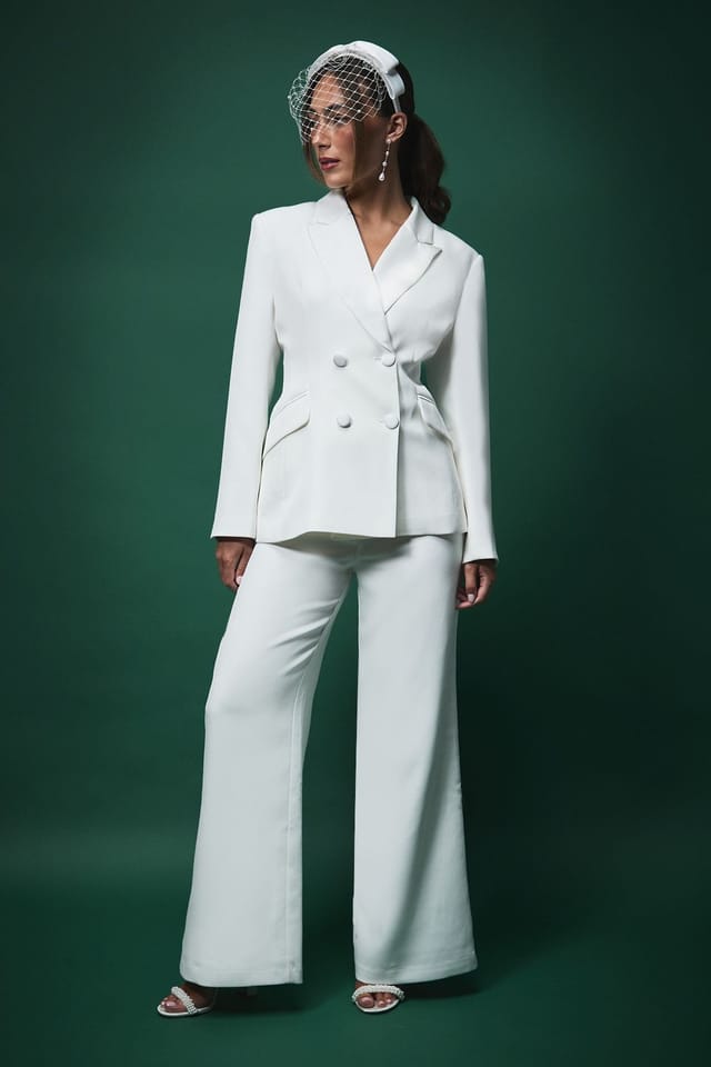 Coast Coast Women's Lisa Tan Bridal Double Breasted Blazer in Ivory - 2