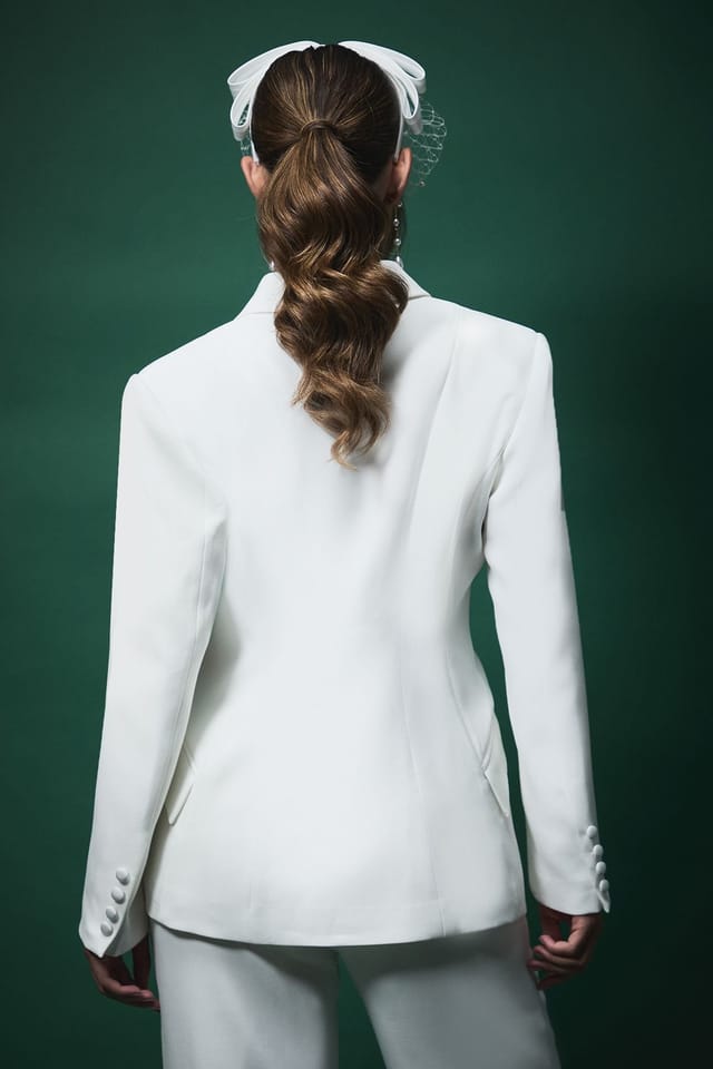 Coast Coast Women's Lisa Tan Bridal Double Breasted Blazer in Ivory - 3