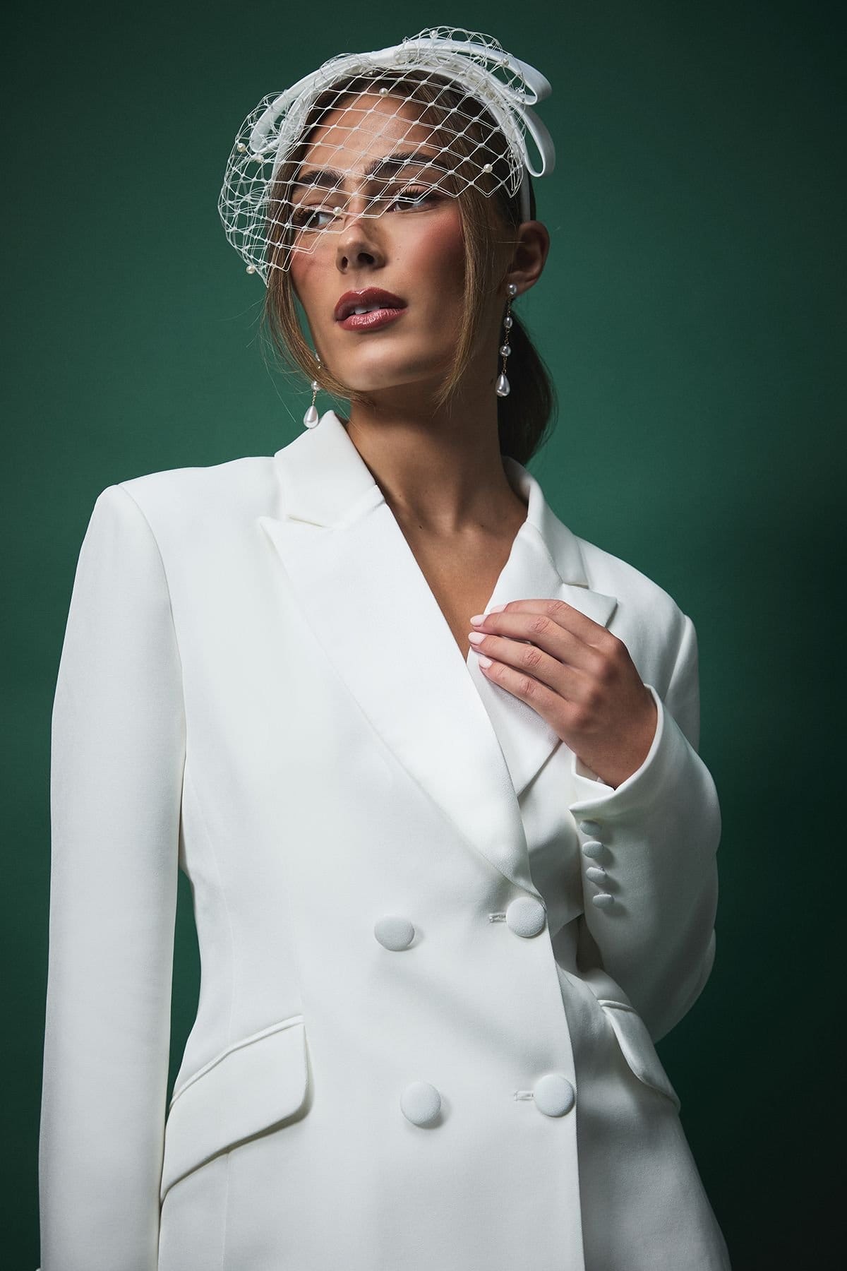 Coast Coast Women's Lisa Tan Bridal Double Breasted Blazer in Ivory - 4