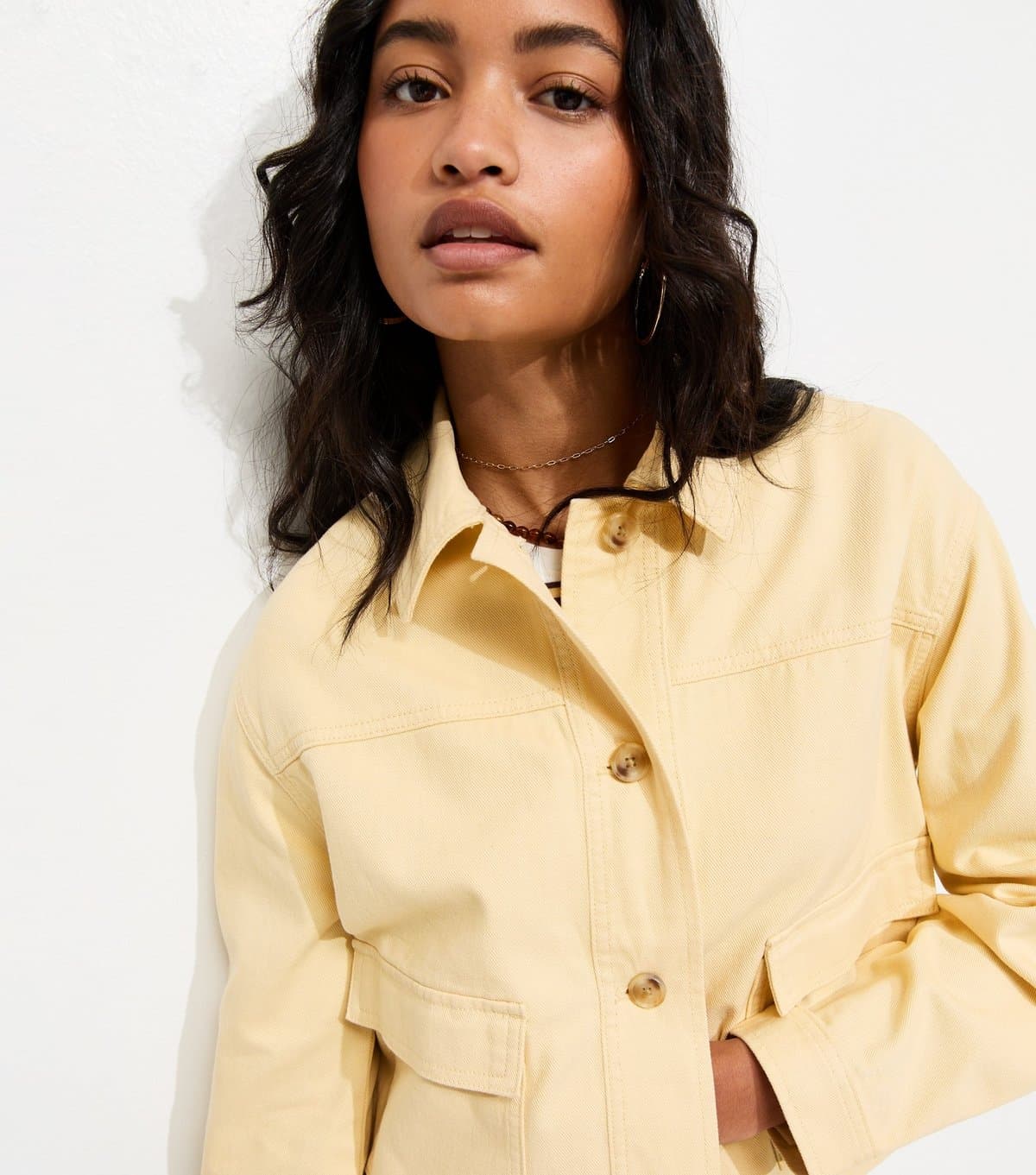 New Look Women's Light Yellow Flap Pocket Cotton Shacket New Look
