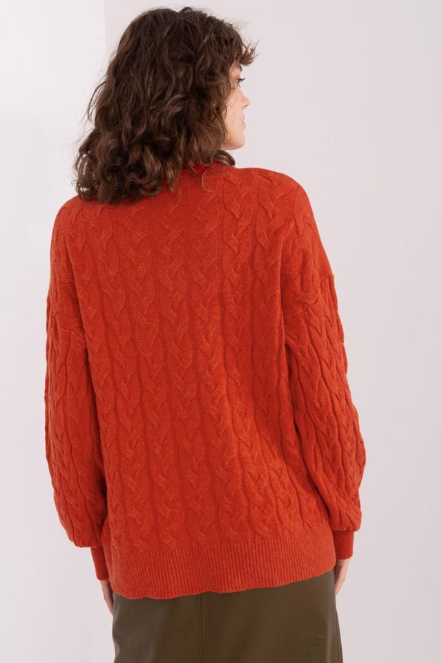 Love Lace Love Lace Women's Variegated Plaid Long Sleeve Turtleneck Sweater in Orange - 3