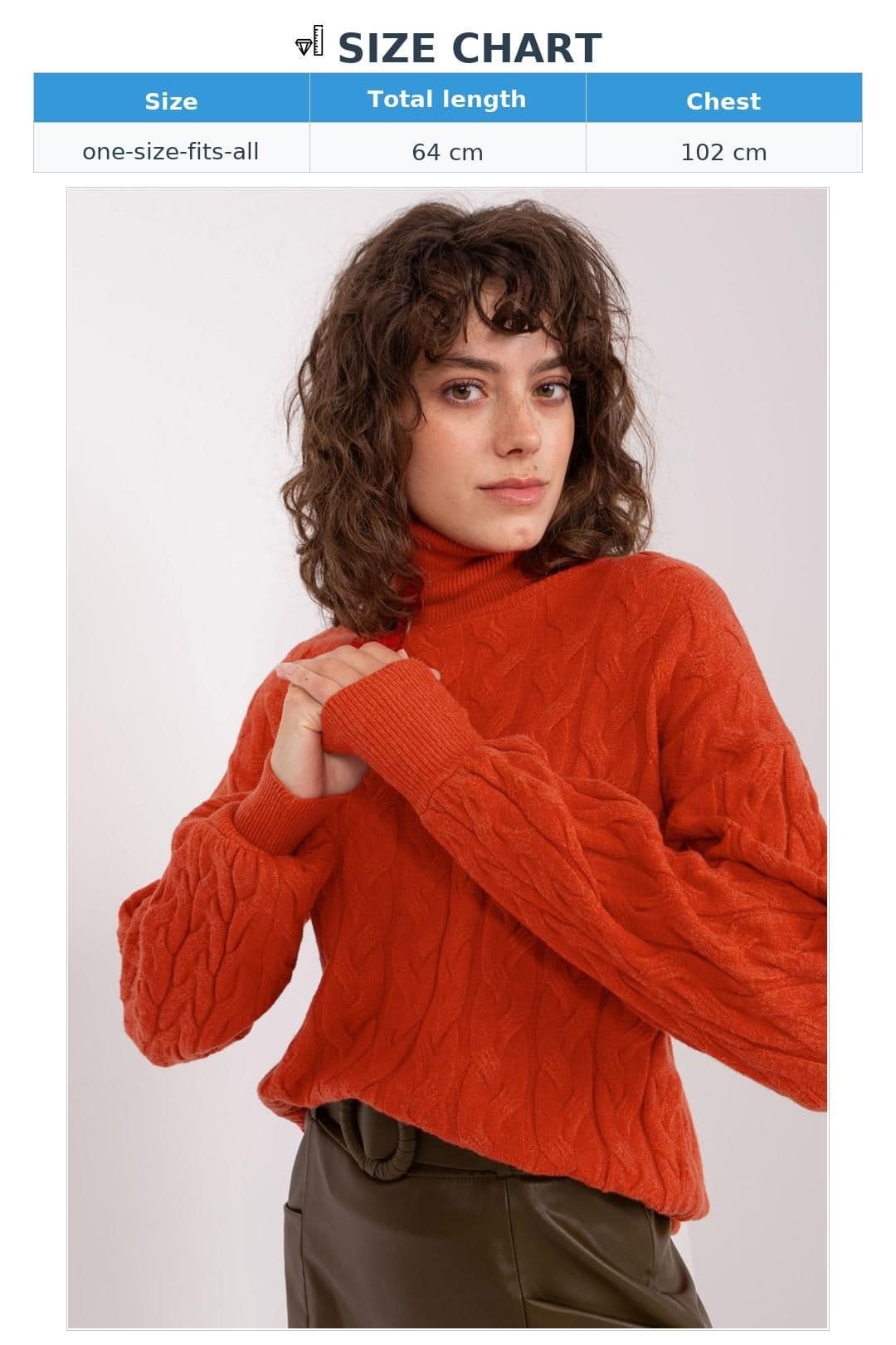 Love Lace Love Lace Women's Variegated Plaid Long Sleeve Turtleneck Sweater in Orange - 4
