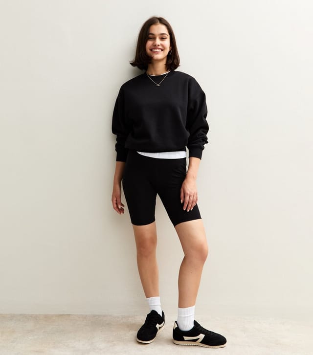 New Look Women's Black Crew Neck Short Sweatshirt New Look - 3