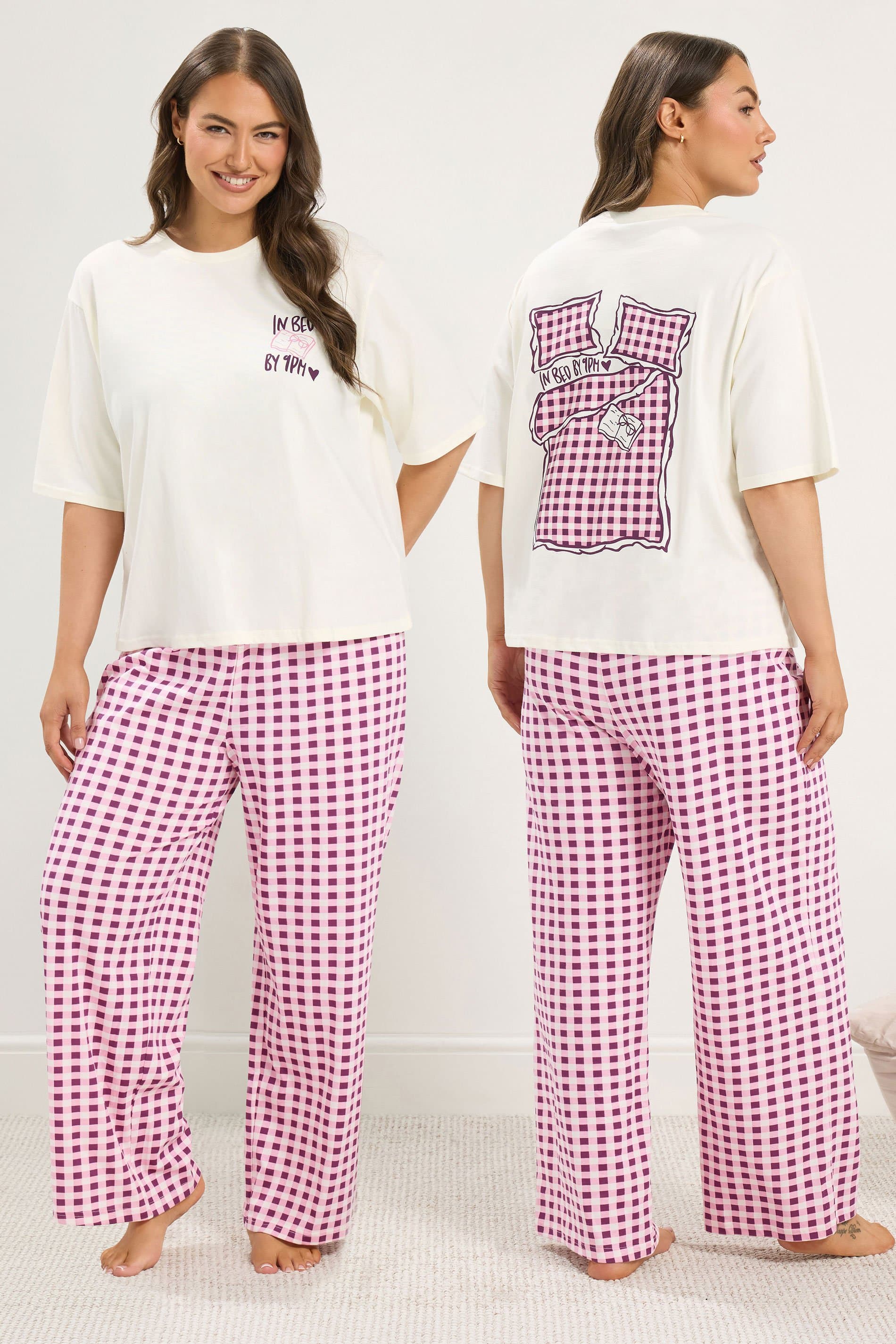 Yours Plus Size Ivory White 'In Bed By 9Pm' Pyjama Set