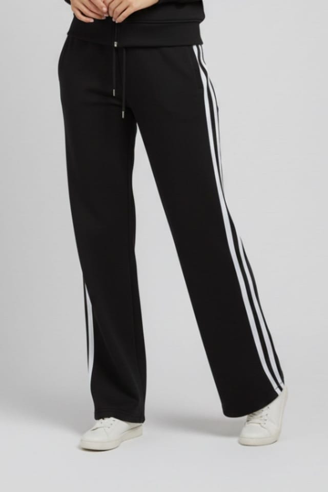 STYLEWISE STYLEWISE Women's Contrast Tape Tracktop & Jogger Set - Two Piece in Black - 3
