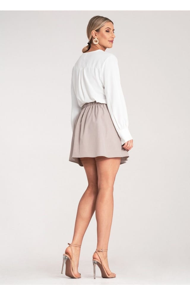 Love Lace Love Lace Women's Stylish Flared Mini Skirt with Elastic Waist in Beige - 3