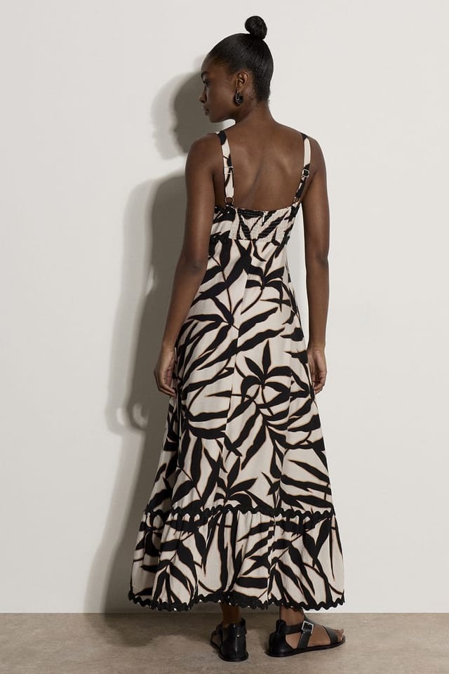 Apricot Apricot Women's Leaf Silhouette Ric Rac Trim Maxi Dress in Stone - 3