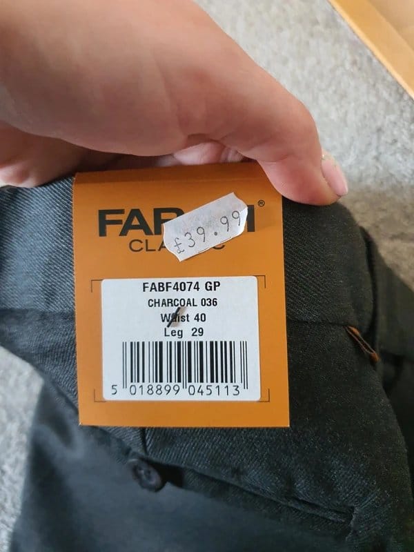 Farah Men's Grey Suit Trousers W40 L29
