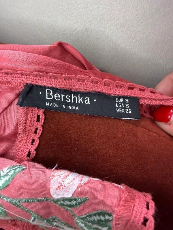 Bershka Bershka Embroidered Floral Bird Playsuit Pink Boho Festival Size S