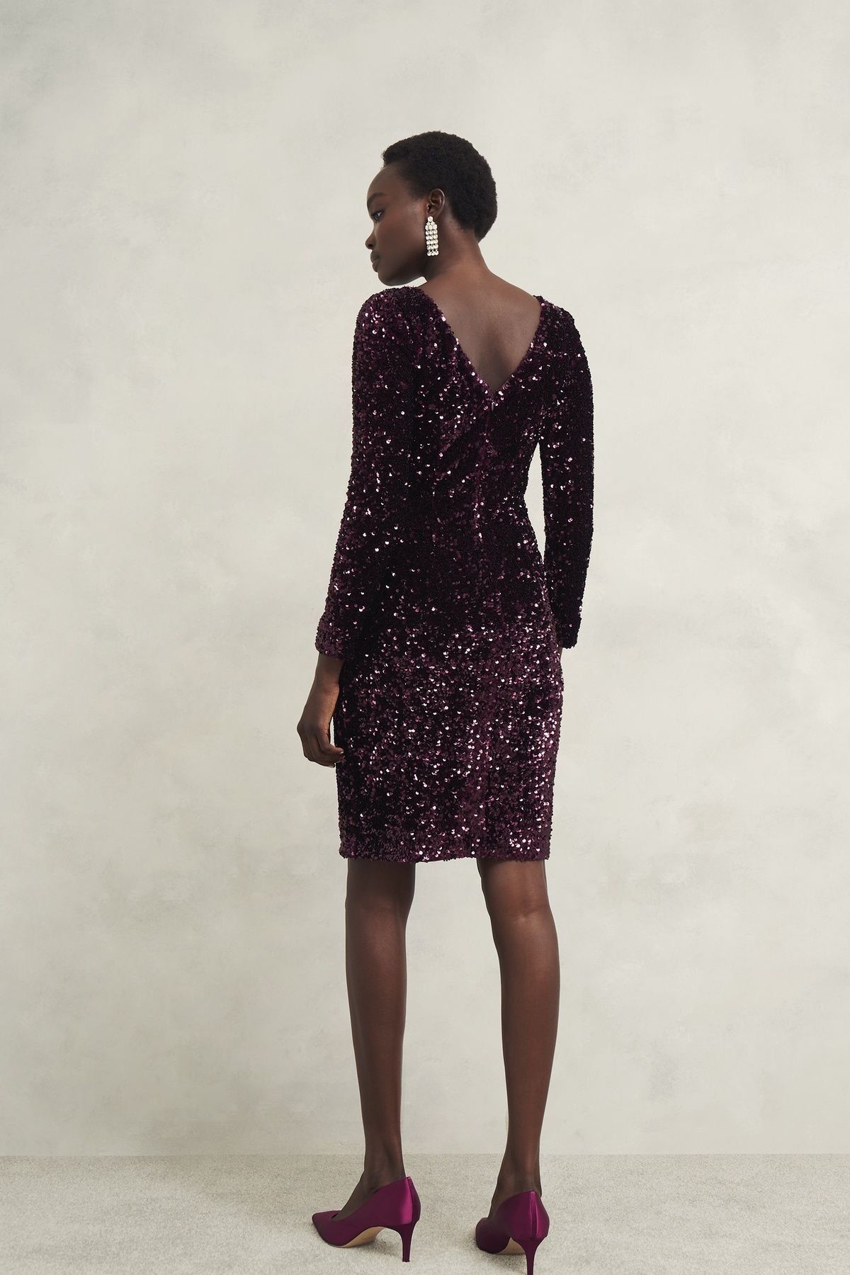 Hobbs London Hobbs London Women's Sawyer Sequin Dress in Aubergine - 4