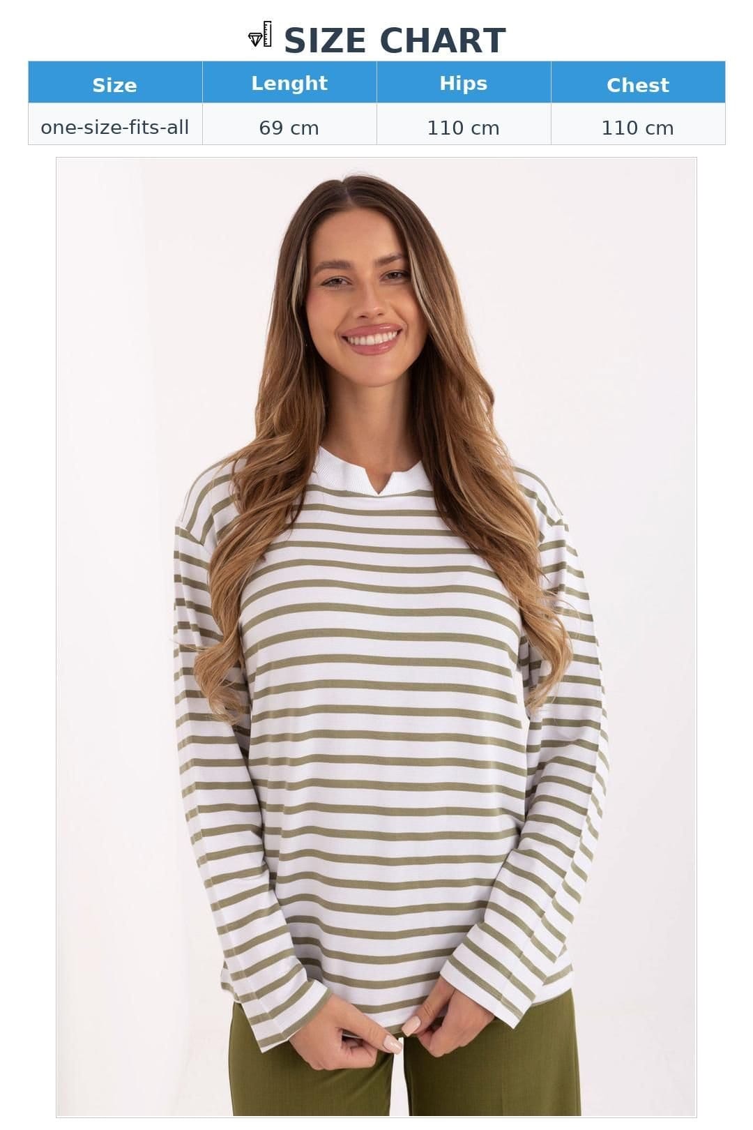 Love Lace Love Lace Women's Soft Micromodal Striped Blouse with Slit Neck in Green - 4