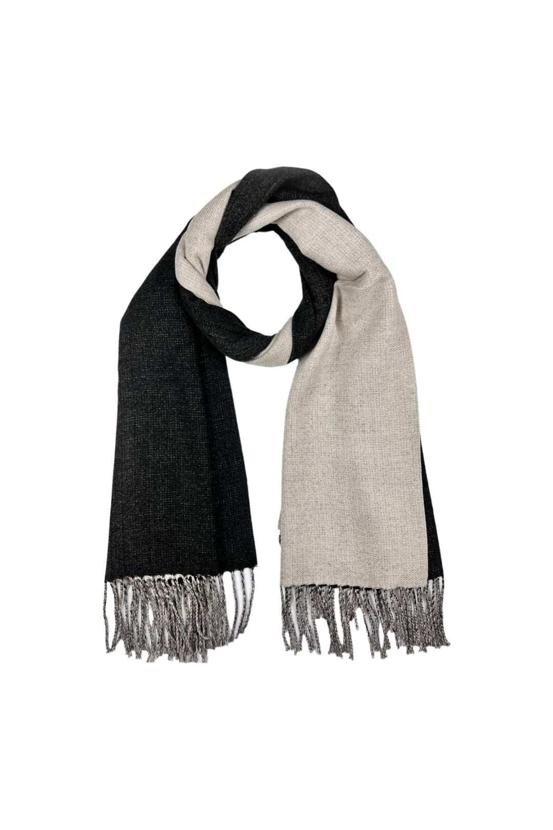 SVNX SVNX Women's Reversible Two-Tone Cashmere Blend Scarf With Tassels in Black - 2